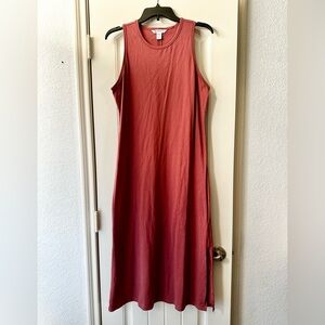 Athleta Essential Sleeveless Tank Midi Stretch Dress in Rosewood/Mauve size Med